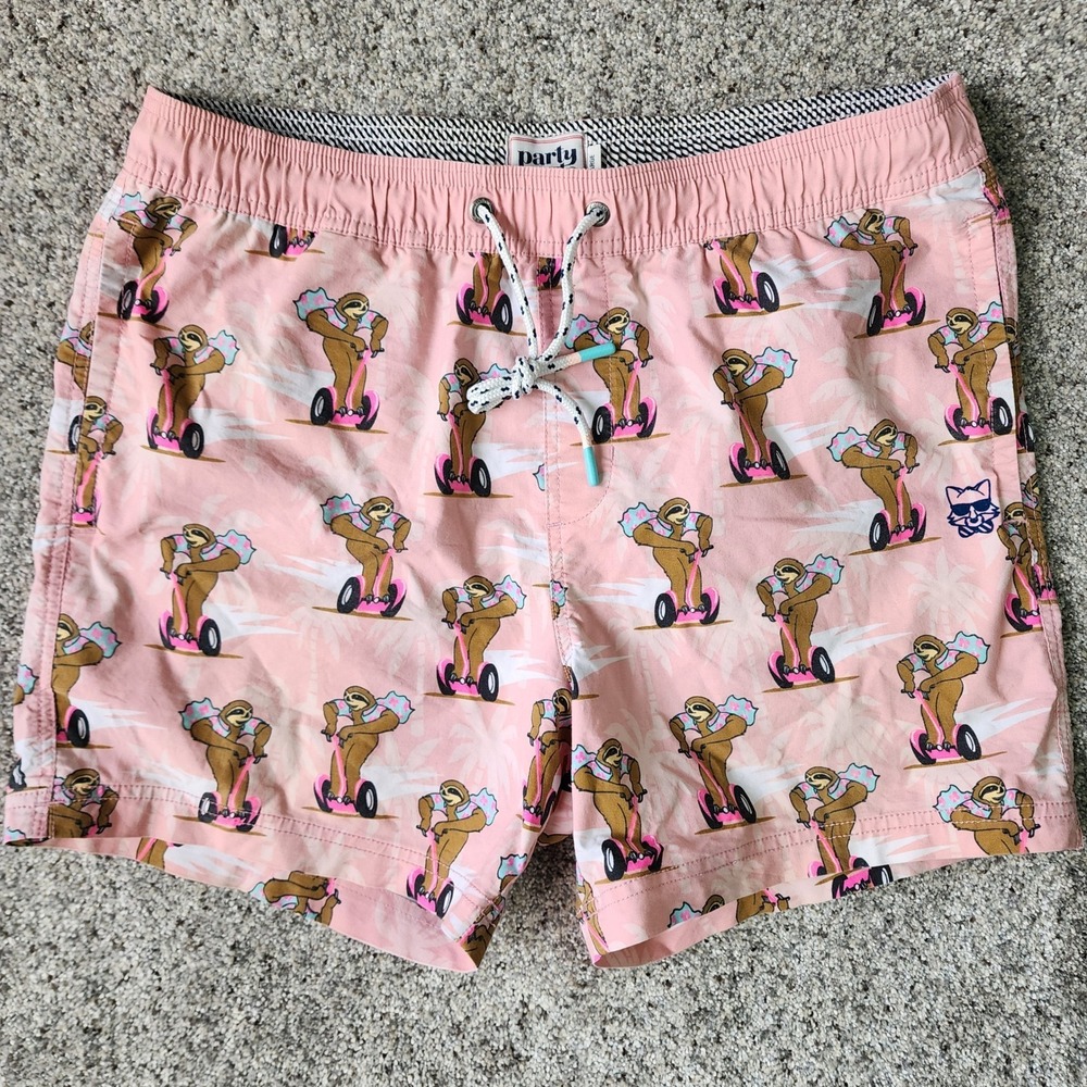 Party Pants Swim Trunks Mens Large Pink Excellent